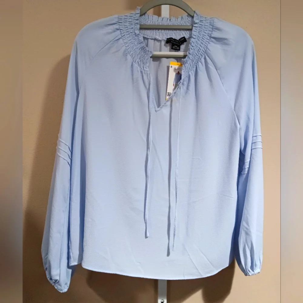Social Standard by Sanctuary Women's Seaspray Blue Tallie Peasant Top (NWT) - Picture 1 of 7